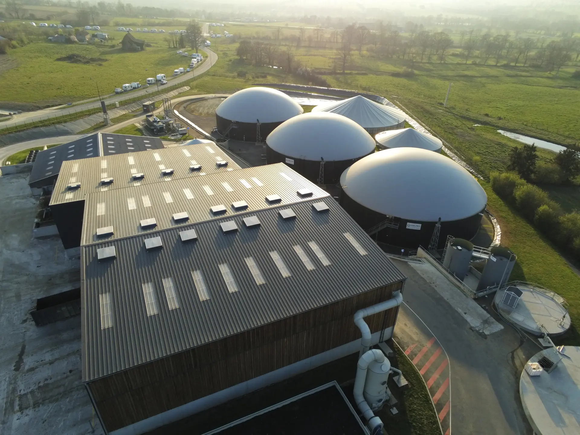 Unité de méthanisation AGRIGAZ vue aérienne